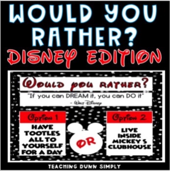 Would you rather Disney edition is a great game for students.