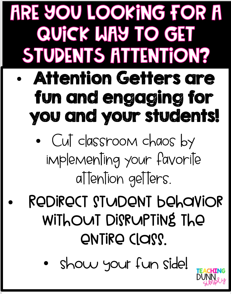 Attention Getters for elementary students are a must!